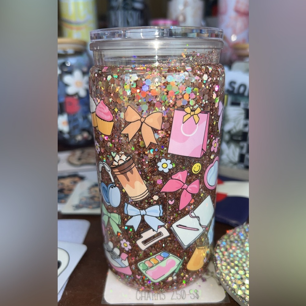 Glittery Tumbler with Colorful Stickers - Picture 5 of 5